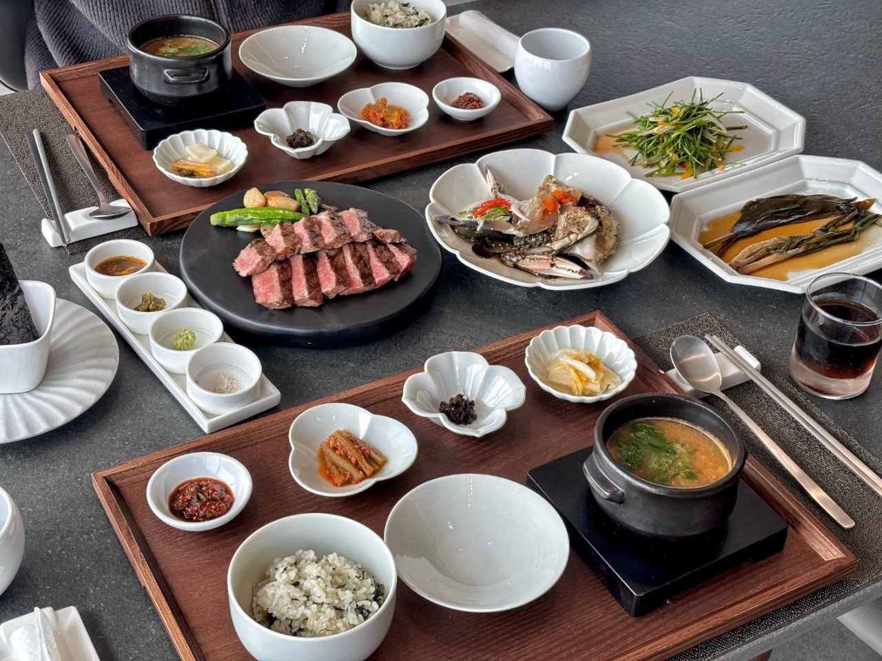 Hanwoo Bansang set meal with premium Korean beef