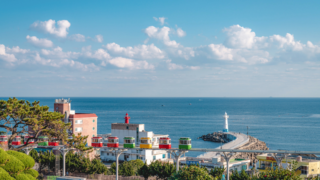 Haeundae Blueline Park Sky Capsule along the Busan coastline