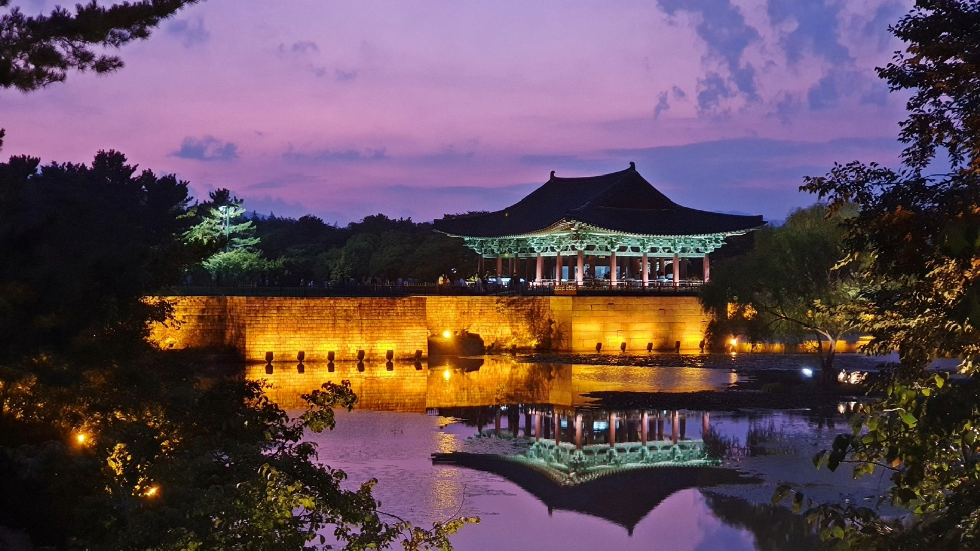 Donggung Palace and Wolji Pond illuminated at night